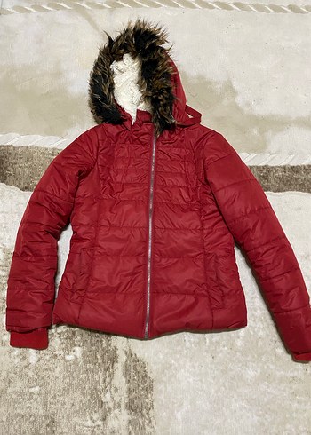 Kürklü Kırmızı Kadın Kışlık Mont - Görsel 2