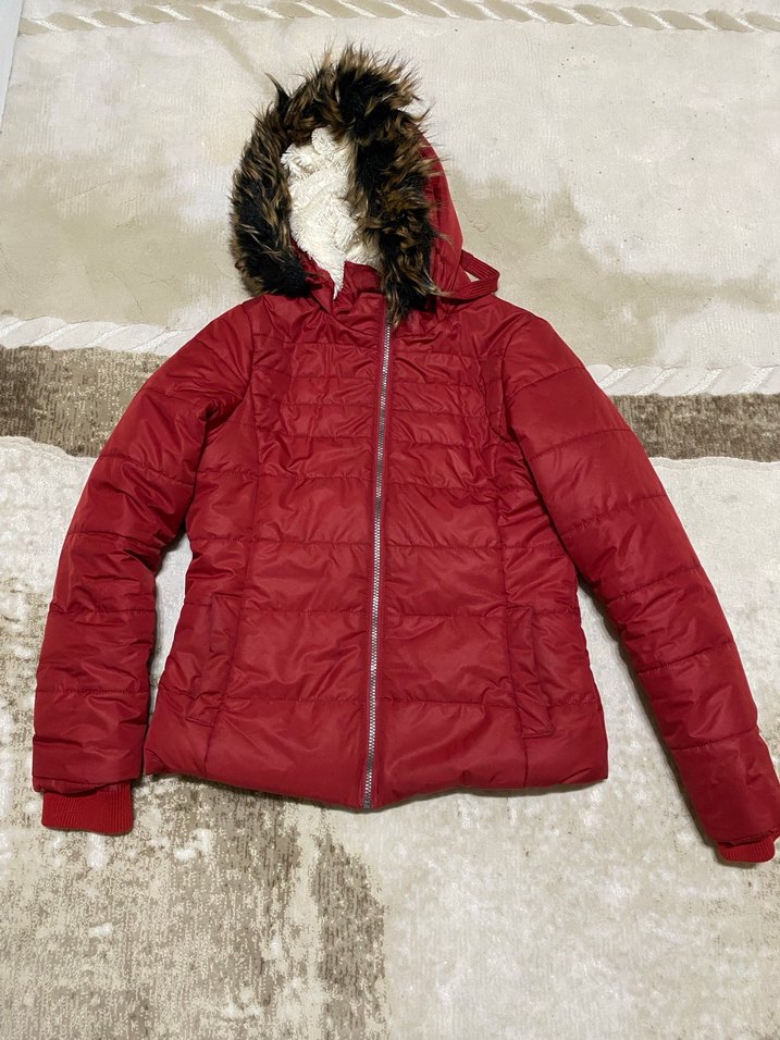 Kürklü Kırmızı Kadın Kışlık Mont - Görsel 2