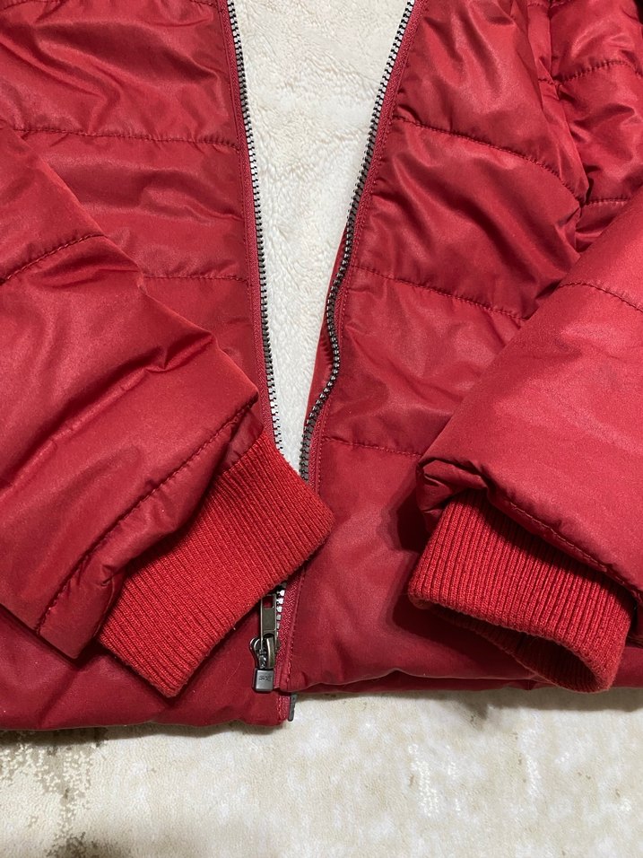 Kürklü Kırmızı Kadın Kışlık Mont - Görsel 4