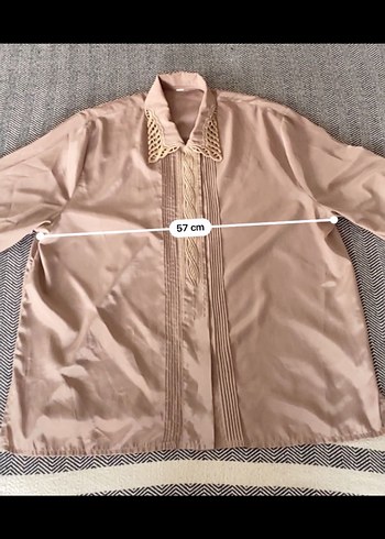 Bej Düğmeli VİNTAGE Uzun Kollu Kadın Gömlek - Görsel 6