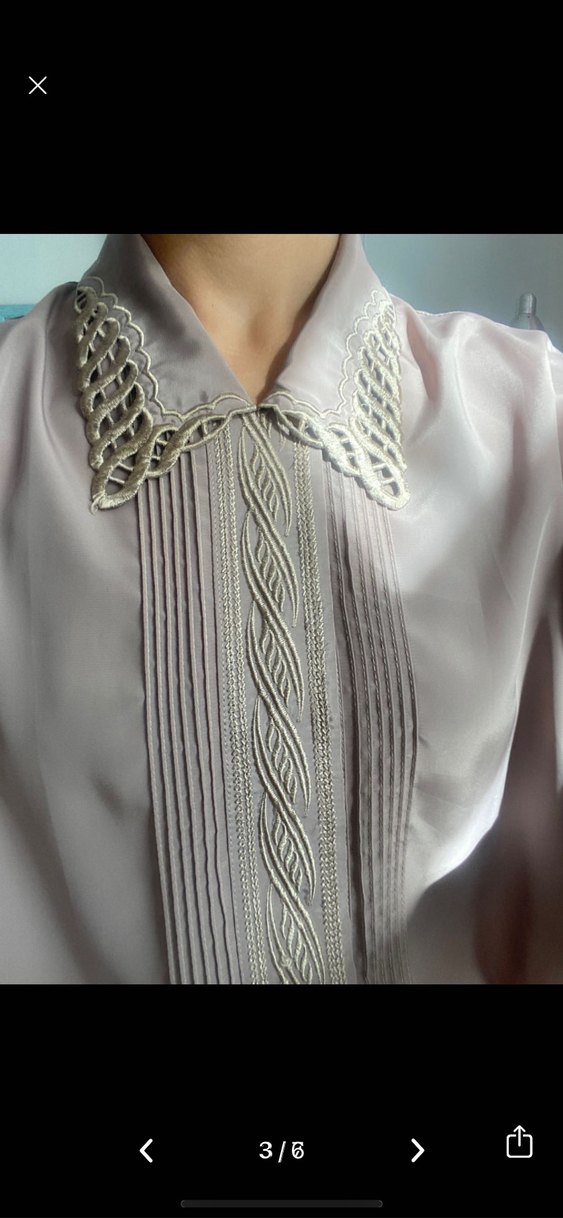 Bej Düğmeli VİNTAGE Uzun Kollu Kadın Gömlek - Görsel 3