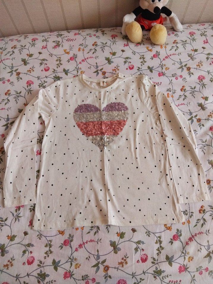 3 adet kız çocuk uzun kollu tişört - Görsel 5