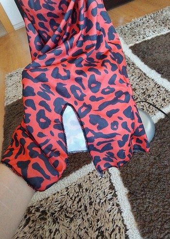 Leopar Desenli Mini Elbise - Görsel 2