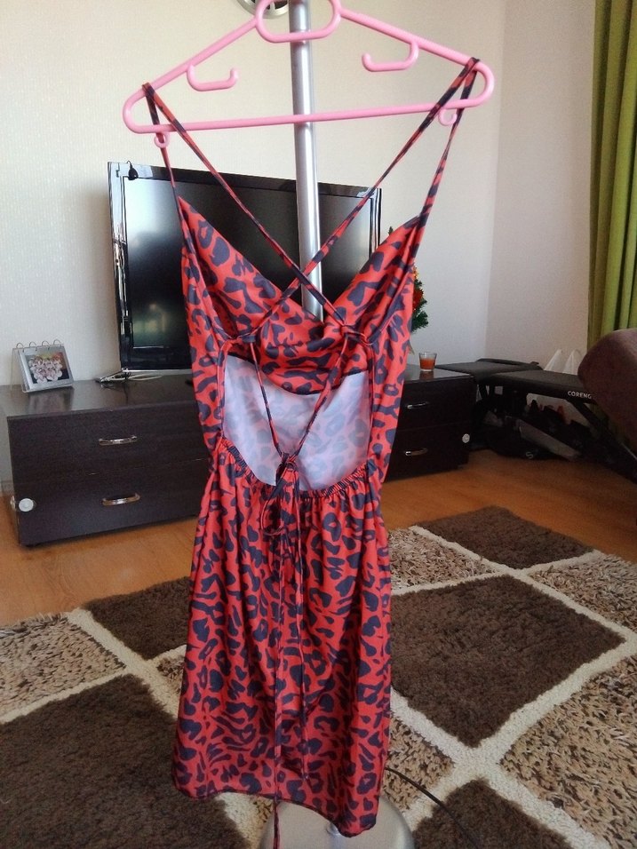 Leopar Desenli Mini Elbise - Görsel 3