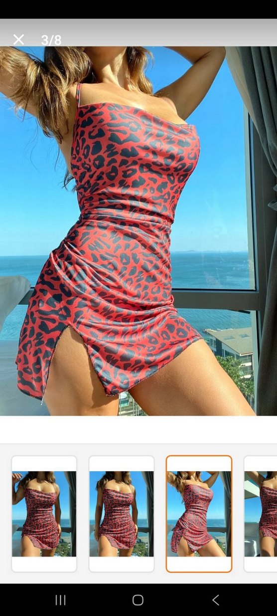 Leopar Desenli Mini Elbise - Görsel 5