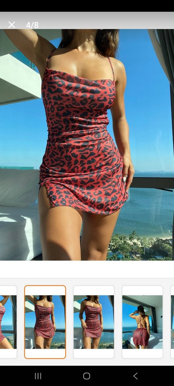 Leopar Desenli Mini Elbise - Görsel 4