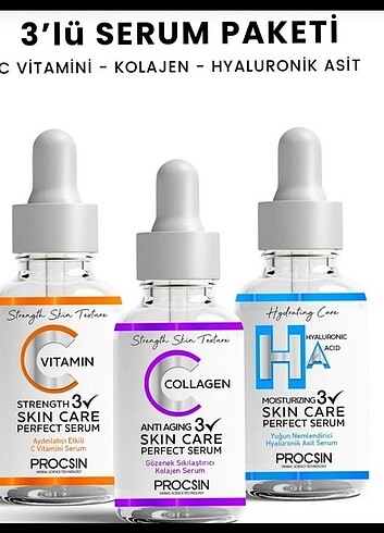 Procsin kolajen c vitamini 3 lü set hyaluronic acid 