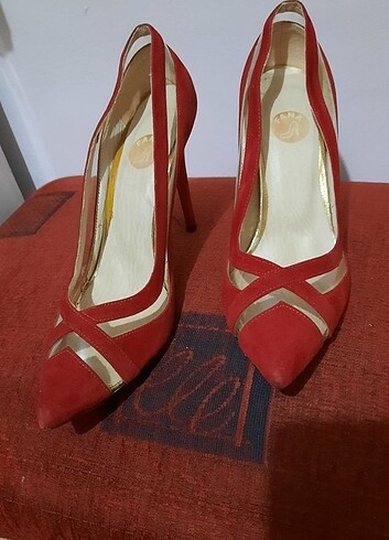 Diğer Kırmızı topuklu ayakkabı 10 cm