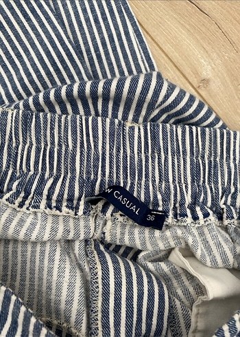 36 Beden Çizgili Midi Denim Kadın Pantolon