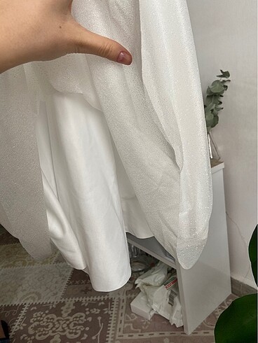 Simli Bağlama Detaylı Midi Abiye - Görsel 6