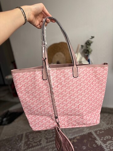 GOYARD Büyük Boy Pembe Çanta+Cüzdan