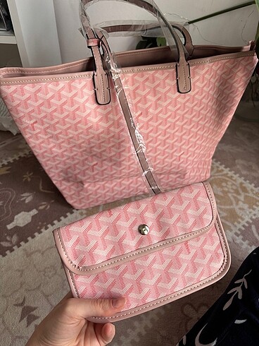 Maison Goyard GOYARD Büyük Boy Pembe Çanta+Cüzdan