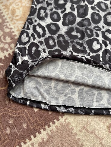 s Beden siyah Renk Leoparlı Şortlu Pijama Takımı