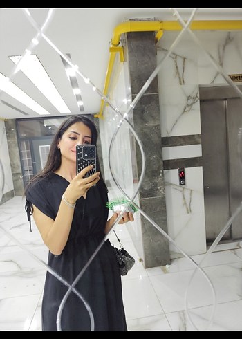 Zara Siyah Drapeli Uzun Abiye Elbise