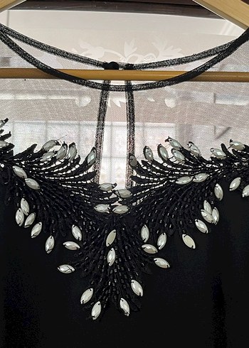 Diğer Siyah Dantel İşlemeli Uzun Kollu Gotik Abiye
