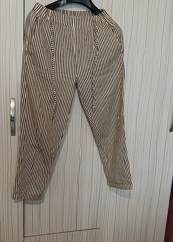 BATİK markaKadın Bej Zebra Desenli Pilili Kumaş Pantolon
