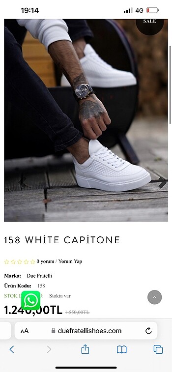 44 Beden beyaz Renk Due Fratelli marka erkek spor ayakkabısı
