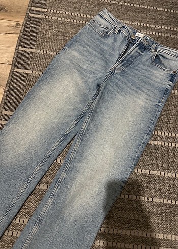 Zara Acik Mavi Yuksek Bel Denim Jean