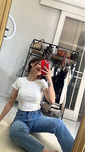 Beyaz Stradivarius Crop Standart Beden