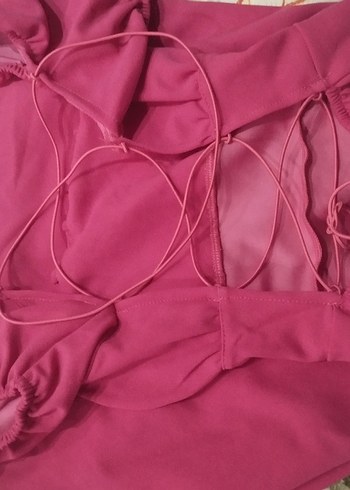 Zara Pembe Saten Drapeli Uzun Elbise