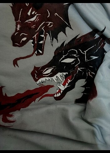 l/xl Beden gri Renk Ejderha baskılı tshirt/tişört