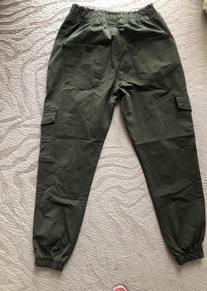 Kadın haki cepli kargo pantolon - Görsel 2