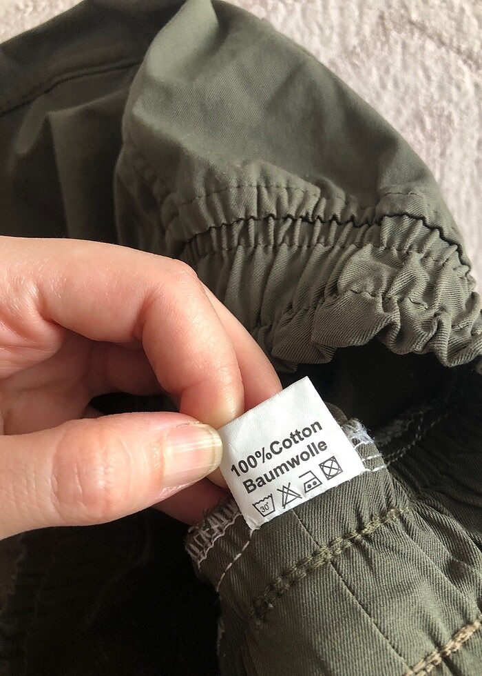 Kadın haki cepli kargo pantolon - Görsel 4