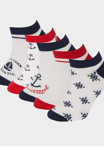 DeFacto Kız Çocuk Baskılı Pamuklu Çorap 5'li - Görsel 2