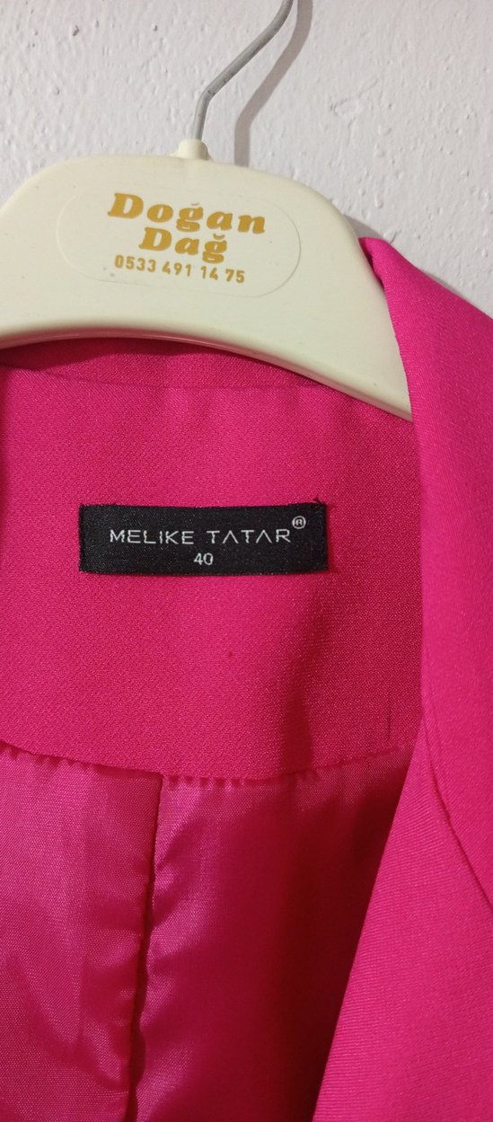 Düğmeli Kısa Pembe Kadın Blazer - Görsel 3