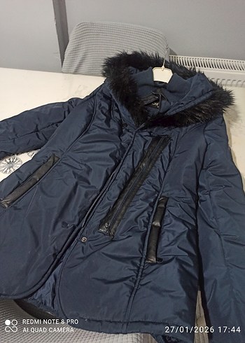 Kadın Lacivert Kürklü  Kışlık Mont - Görsel 2