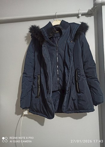 Kadın Lacivert Kürklü  Kışlık Mont - Görsel 5