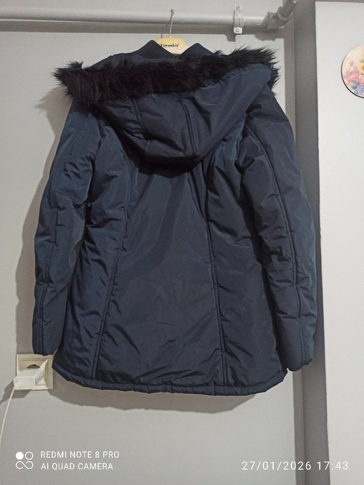 Kadın Lacivert Kürklü  Kışlık Mont - Görsel 4