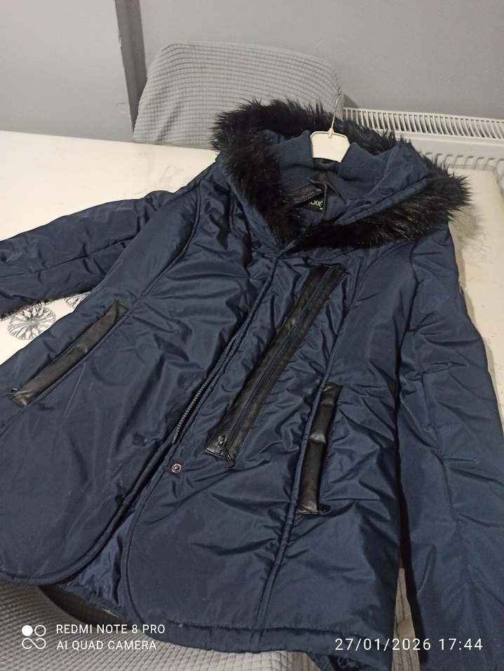 Kadın Lacivert Kürklü  Kışlık Mont - Görsel 2