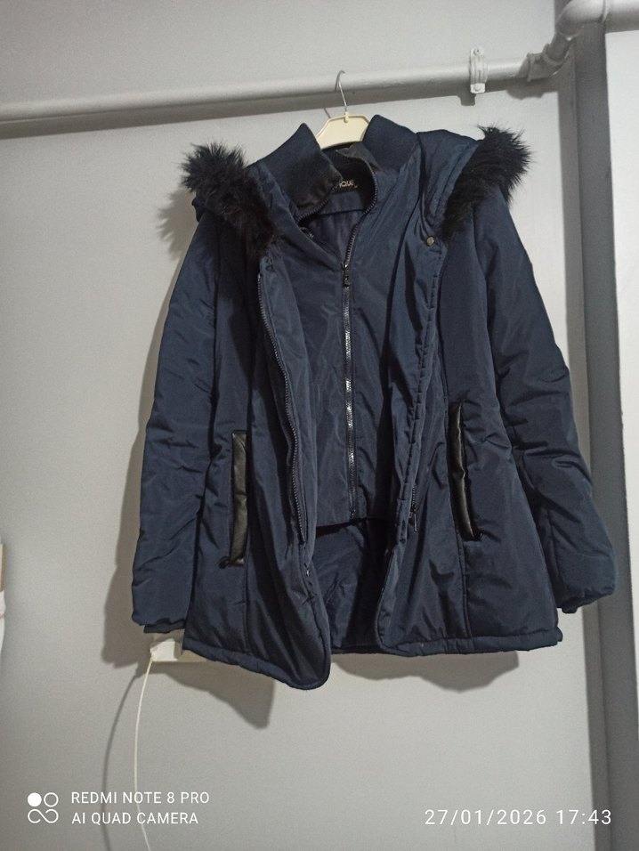 Kadın Lacivert Kürklü  Kışlık Mont - Görsel 5