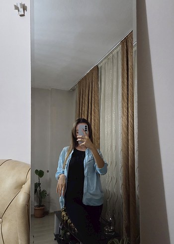 Açık Mavi Bağlama Desenli Denim Ceket - Görsel 2