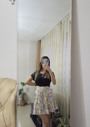 Bohem Tarz  Bağlama Desenli Midi Etek - Görsel 2