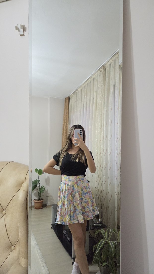 Bohem Tarz  Bağlama Desenli Midi Etek - Görsel 2