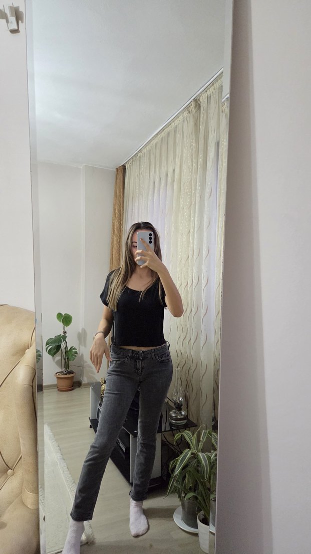 Gri Kadın Denim Pantolon - Görsel 5