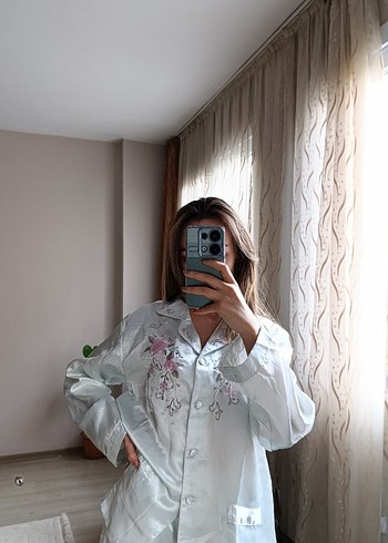 saten vintage Pijama Takımı - Görsel 3