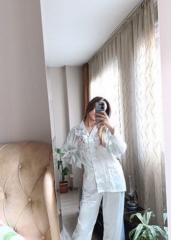 saten vintage Pijama Takımı - Görsel 2