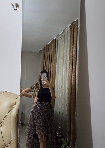 Siyah Transparan Midi Etek - Görsel 3