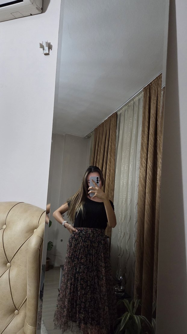 Siyah Transparan Midi Etek - Görsel 2