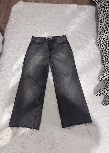 Gri Loose Fit Kadın Denim Pantolon - Görsel 3