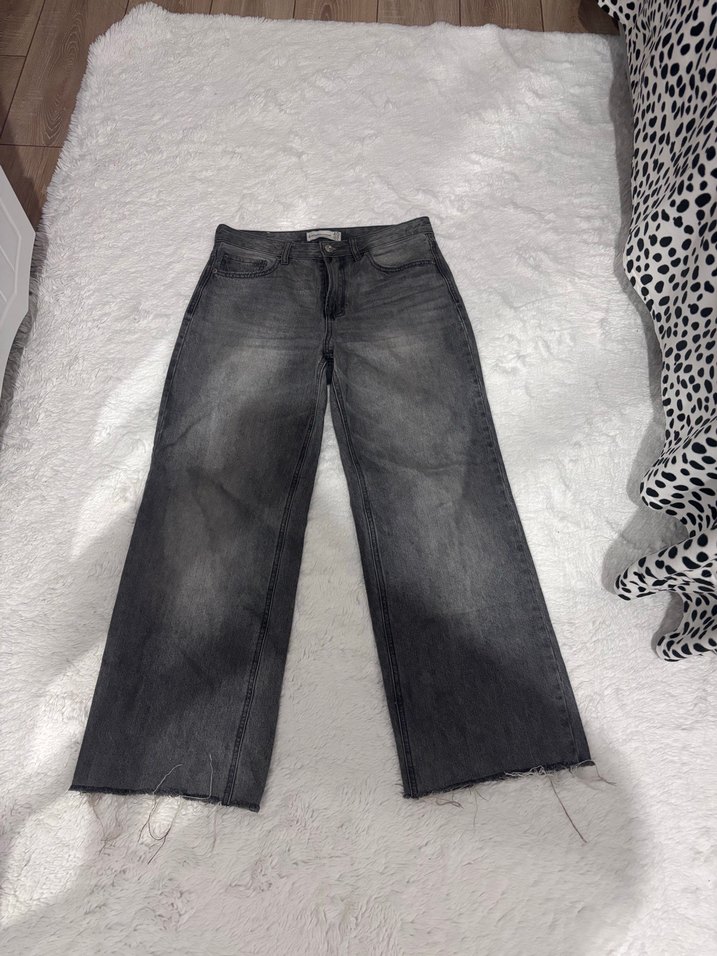 Gri Loose Fit Kadın Denim Pantolon - Görsel 3