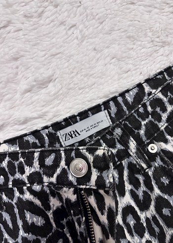 Gri Leopar Desenli Kadın Kumaş Pantolon - Görsel 2