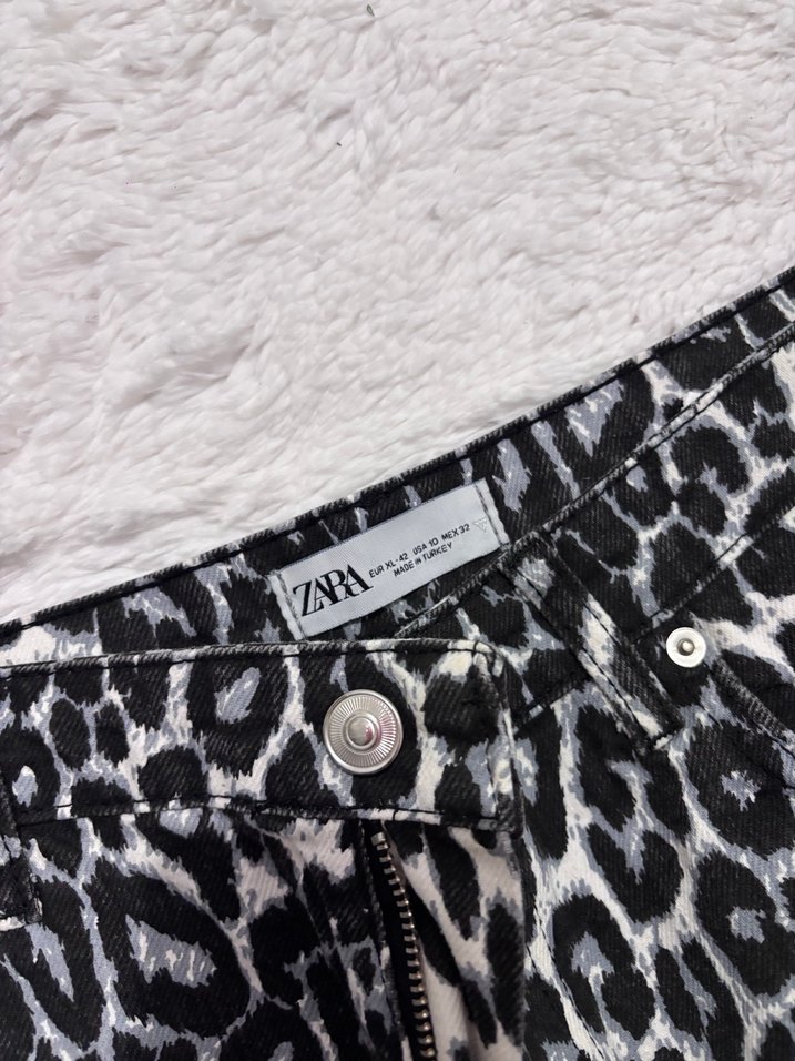 Gri Leopar Desenli Kadın Kumaş Pantolon - Görsel 2