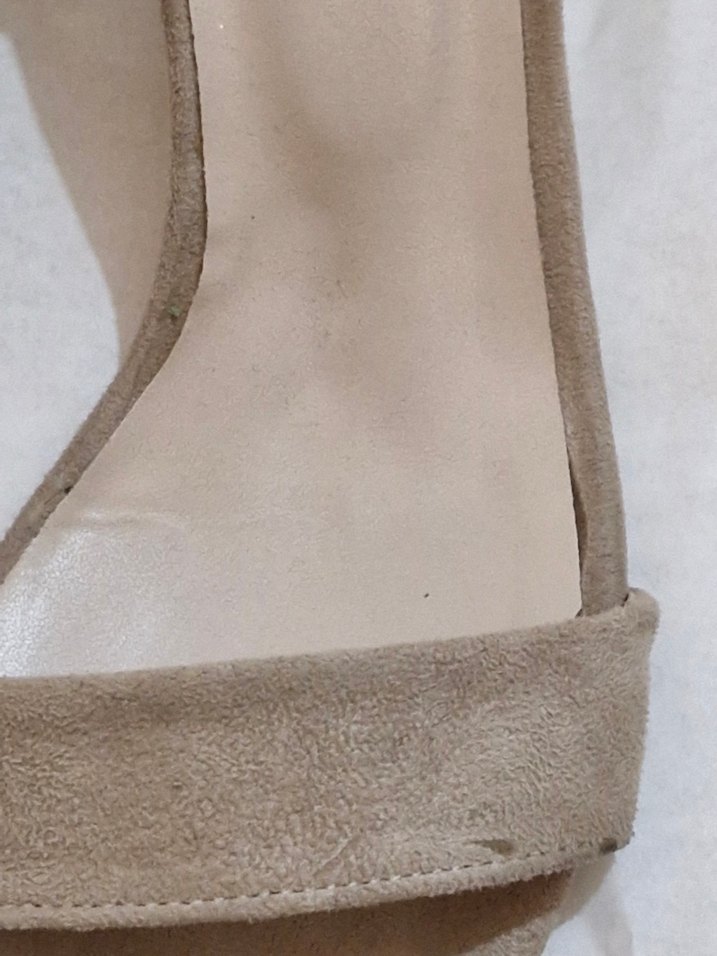 Bej Süet Stiletto Tokalı Kadın Topuklu Ayakkabı - Görsel 4