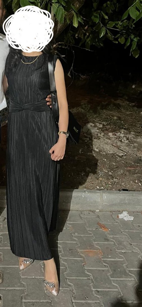 Siyah Pilili Uzun elbise - Görsel 4