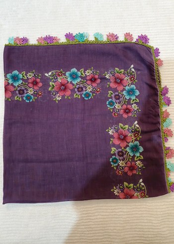 4 lü el yapımı iğne oyası yazma/eşarp - Görsel 4