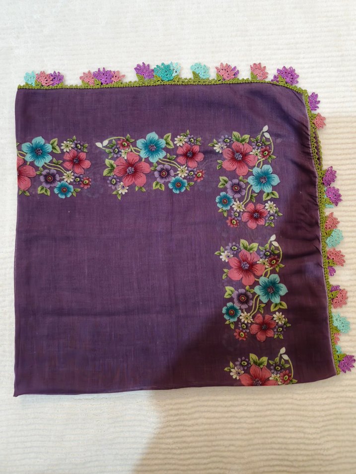 4 lü el yapımı iğne oyası yazma/eşarp - Görsel 4